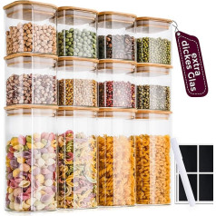 Premium Square Storage Jars [400 & 920 ml] Extra Robust | Glass Storage Jars with Lid | Storage Jars | Storage Jars with Lid | Airtight Storage Jar with Wooden Lid | Glass Jars