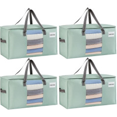VENO Moving Bags, Pack of 4 Storage Bags with Handles and Zips, Clothes Storage, Moving Boxes, Foldable Storage Boxes, Waterproof Transport Bag (Light Green, Pack of 4)