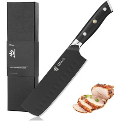 Wakoli Titanium Noir Nakiri Knife 17 cm I Premium Stainless Steel Kitchen Knife with Black Titanium Coating I Ergonomic G10 Handle I Sharp Professional Knife in Stylish Gift Box