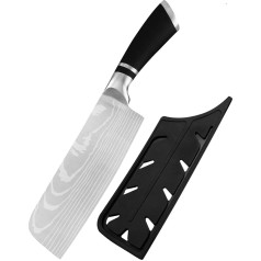 6.5 Inch Disc Nakiri Knife Kitchen Knife Stainless Steel Vegetable Hatchet with Blade Guard Etching Pattern Chef's Knife Gift for Women Men Gift Bag Christmas Gifts
