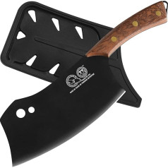 XYJ Kitchen Knife Full Tang Serbian Chef's Knife Meat Hatchet with Knife Edge Protection Butcher Knife Camping Hunting Chopping Knife for Meat Vegetables