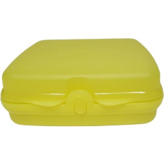 Tupperware Sandwich Box Storage Box Square with Hinge and Lock Various Colours and Designs (Yellow)