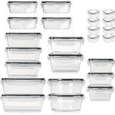 Pack of 24 Food Storage Containers with Lids, BPA-Free Plastic Storage Containers, Transparent, Sealed Crisper Box, Food Containers for Kitchen, Refrigerator, Leak-Proof, Microwaves
