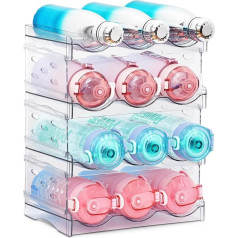Water Bottle Organizer Stackable Kitchen Pantry Organization and Storage Plastic Water Bottle Holder for Refrigerator, Kitchen Cabinet, Wine and Beverage Organizer