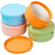 Pizza Ball Box Pack of 4, 700 ml Pizza Ball Box with Lid, Pizza Box Made of Non-Stick Silicone Pizza Dough Ball Fermentation Container Dough Bowl for Home Kitchen Restaurant Colourful