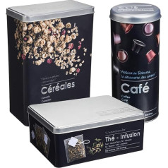 3 x Black Coffee Mug + Tea Caddy + Vegetable Box