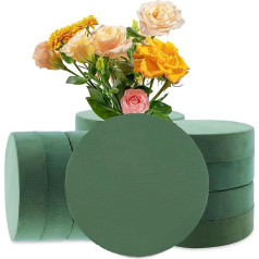 Pack of 10 Floral Foam Round 16.5 x 4 cm Green Moss for Crafts for Weddings, Birthdays, Celebrations, Garden, Flower Decoration