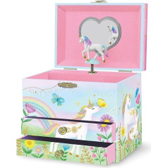 Musical Unicorn Jewellery Box for Girls - Children's Play Watch with Rotating Unicorn, Jewelry Box for Girls Birthday Gifts for Little Girls, Jewellery Box, 17.1 x 13.3 x 15.2 cm