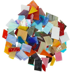 Belle Vous Colourful Glass Mosaic Stones for Crafts (800 g) – Approx. 50-60 Pieces – Various Sizes & Mosaic Shapes – Artwork, Decorative & Mosaic Crafts