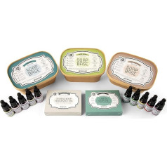 DIY Creative Soap Making 13-Piece Soap Set, Soap with 3 x Soap Bases 1 kg each, 5 x Soap Colours and 5 x Soap Fragrances, Raw Soap, Colours and Fragrance for Soap Making