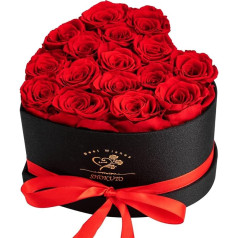 SHOKUTO Pack of 16 Eternal Roses in Heart Box Roses - Eternal Flower Gift Box Gifts for Women for Valentine's Day, Mother's Day, Christmas, Birthday, Wedding Anniversary (Red)