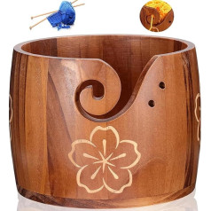 Yarn Bowl, Extra Large, Pine Wood, Unique Design, Crochet Bowl for Yarn Holder, Knitting, Crochet, Macrame, Craft Accessories, Gift for Knitting Lovers (17.78 x 12.7 cm, 5 x 7 inches)