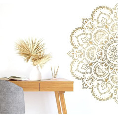 Grandora Wall Sticker Living Room Mandala I Gold (W x H) 75 x 38 cm I Bedroom Sticker Boho Style Hallway Yoga Wall Sticker Ornament Sticker W5590