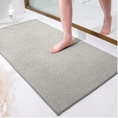 Homaxy Chenille Bathroom Rug, Soft Bath Mat, Non-Slip, Washable Bath Mat, Absorbent Bath Rug, Shower Rug for Bathroom, Shower, Bathtub - 60 x 120 cm, Light Grey