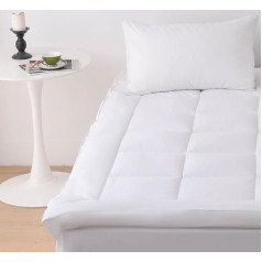 Matratzenauflage, dick, gesteppt, gepolstert, Baumwolle, antiallergen, Oeko Tex 100 und Silvadur-Standard, 800 g/m², mit passendem Rock (Einzelbett, 190 x 90 cm)
