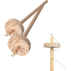 Exquisite Set of 2 Wooden Hand Spindle for Perfect Spinning and Weaving, Handmade Drop Spindle with Artistic Carvings