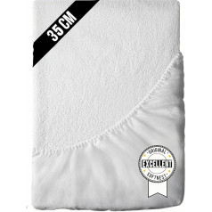 Fitted Sheet 180 x 200 cm - Depth 35 cm - Leaks and Dust Mite Protection - Soft Cotton, Breathable and Easy Care - Fitted Sheet for Thick 100% Waterproof Mattress