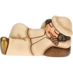 THUN - Sleeping Shepherd Ceramic Hand Decorated Champagne Line Classic Nativity Scene Christmas Decoration House 8.3 x 3.9 x 5 cm H