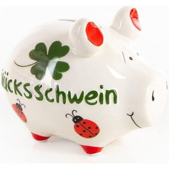 Logbuch-Verlag Piggy Bank Lucky Pig Ceramic 12.5 cm Lucky Charm Gift Wedding Birthday New Year's Eve New Year