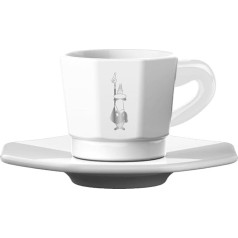 Bialetti Cups, Porcelain, White and Silver, 4