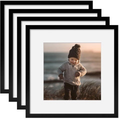 Egofine 30 x 30 cm Picture Frames, Square Photo Frames with Plexiglas for Picture, 20 x 20 cm with Mat or 30 x 30 cm without Mat, Composite Wood Picture Frames for Tabletop and Wall Mounting, Black
