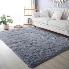AIMECO Area Rugs for Bedroom, 4 x 6 Ft Fluffy Rug, Carpet Shag Rug for Bedside, Living Room, Nursery Girls Bedroom, Grey