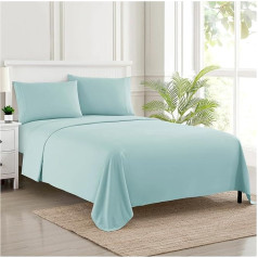 Sweet Home Collection 1800 Thread Count Egyptian Quality Brushed Microfiber 4 Piece Deep Pocket Bed Sheet Set, Queen, Light Blue