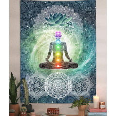 DYNH Chakra Vertical Tapestry, Seven Chakra, Yoga, Meditation, Zen Decor, Wall Hanging for Bedroom, Hippie Lotus Spiritual Tapestries, Poster, College Dorm, Home (40W x 60H)