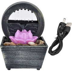 Table Fountain, Living Room Decoration and Accessories, 3V USB Plastic Flower Water Fountain, LED Table Fountain with Stones for Home Office Table Decoration