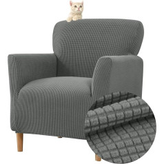 Highdi Stretch Armchair Cover, Elastic Jacquard Sofa Cover, Club Chair Cover, Soft Armchair Protector with Armrest, Seat Cover for Armchairs with Armrest, Covers for Armchairs (Grey B)