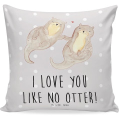 Mr. & Mrs. Panda Cushion Otter Hands Holding - Gift, Sea Otter, Love, Sofa Cushion, Pillow, Otter, Otter, Sea Otter, Lake Otter, Holding Hands