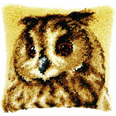 Vervaco 1-Piece Latch Hook Cushion Brown Owl