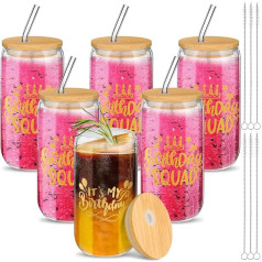 Birthday Party Glass Tumbler with Lid and Straws, 16 Ounce Birthday Squad It's My Birthday Drinking Cup for 20th 30th 40th 50th 60th Birthday Decoration Party Gifts for Women
