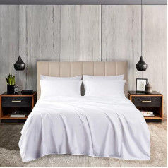 3 Piece Sheet Set, 100% Egyptian Cotton, Flat Sheet + 2 Pillowcases, 800 Thread Count, Soft and Breathable Sheet Set, White