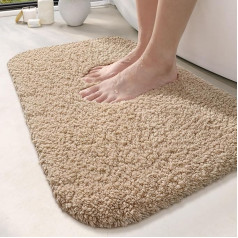 Non-Slip Bath Mat, 50 x 80 cm, Washable Bath Mat, Absorbent Soft Bathroom Rug, Microfibre Bath Mat for Shower, Bathtub and Sink - Beige