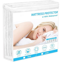Waterproof Mattress Protector 100% Cotton Terry Top Anti Dust Mite Fitted Sheet Anti Allergy Super Absorbent Machine Washable Mattress Protector (King (150x200cm)