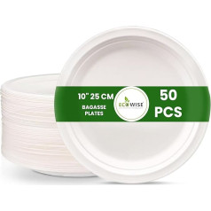 50 x 25cm Round Sugar Cane Fibre Disposable Plates