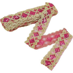 PH PandaHall 9.1 m Sequin Beads Lace Trim, 6 cm Embroidery Lace Ribbon Sequins Lace Mesh Trim with Sequins for Crafts, Embellishments, DIY Sewing Costume