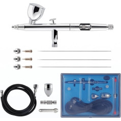 Airbrush Kit Set with 3 Quick Release Nozzle Sets (0.2, 0.3 & 0.5 mm) and 6 ft Hose - Dual Action Gravity Feed Airbrush with 5/13cc Cups