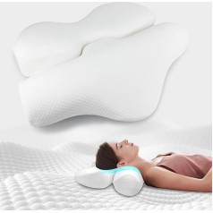 Orthopaedic Memory Foam Pillow, Ergonomic Pillow Neck Pillow for Neck and Shoulder, Neck Support Pillow with Washable Cover for Back Side Stomach Sleeper