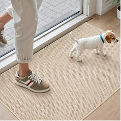 DEXI Doormat Indoor 92 x 142 cm, Non-Slip Door Mat Washable, Absorbent Dirt Trapper Mat, Waterproof Door Mat for Dog, Front Door, Patio, Beige