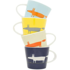 Scion 4-Piece Mr Fox Espresso Cup, Porcelain, Multi-Colour, 9.2 x 7 x 6 cm