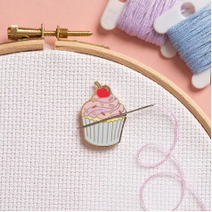 Needle Minder Cupcake for Cross Stitch, Sewing, Embroidery, Needlework, Enamel and Magnet