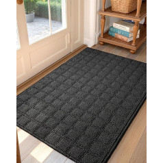 COLOR&GEOMETRY Door Mat Indoor No Folding Marks, 44 x 76 cm, Dirt Trapper Mat Indoor, Rugs for Entrance Area, Doormat Indoor, Non-Slip, Washable, Doormat Front Door, Entrance Mat, Dark Grey