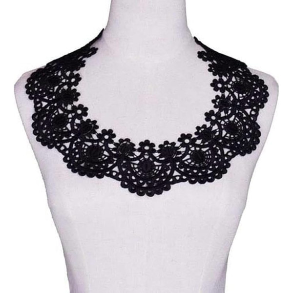 Black Embroidery Lace Neckline Collar Embellishment Sewing Appliques Trimming Lace Fabric Dress Accessories Scrapbooking 12pcs