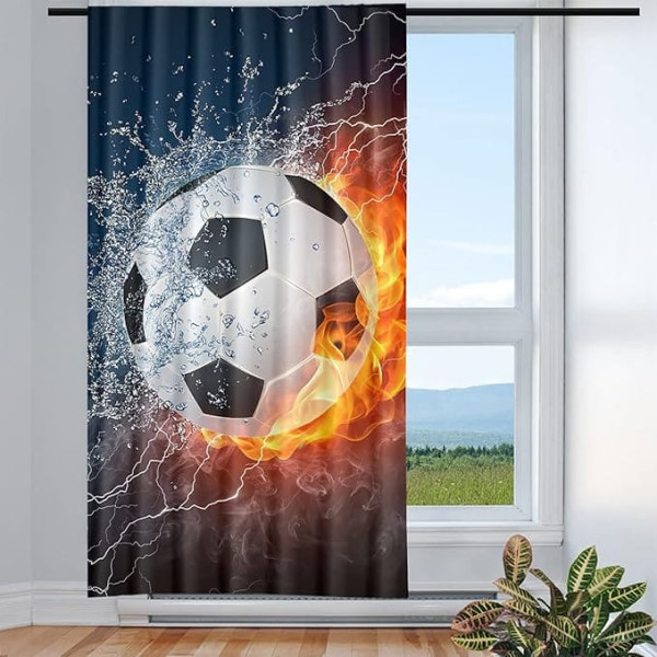 Curtains for Living Room Bedroom 1 Piece Football Flame Fire 135 x 225 cm W/H