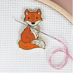 Caterpillar Cross Stitch Fox Magnetic Needle Holder for Cross Stitch, Sewing, Embroidery and Craft Accessories, Enamel
