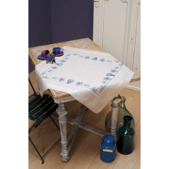 Vervaco Counted Cross Stitch Kit: Tablecloth: Lavender, Cotton, NA, 80 x 80cm / 32