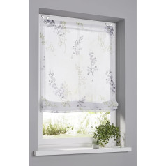 Danny Semi-Transparent Printed Roman Blind with Stainless Steel Window Hooks Practical Installation No Drilling Required Light Filtering Design Green Size 80 x 140 cm