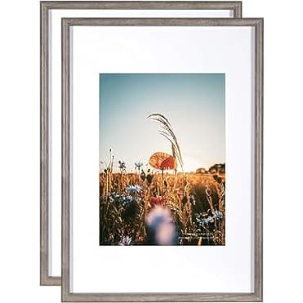 A4 Wooden Frame 2 Pack with Mount A4 Picture Frame A4 Poster Frame A4 Certificate Frame Free Standing Wall Mounted